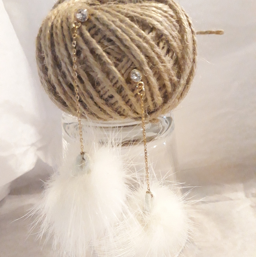 Gemstone white Dangly Earrings
